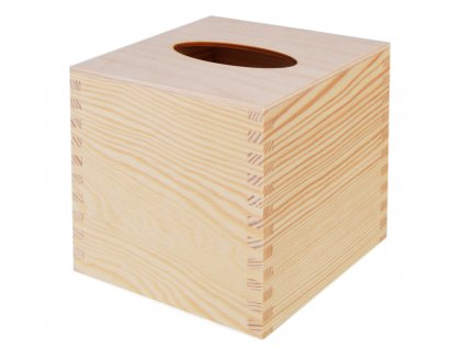 Dřevěná krabička na papírové kapesníky, čtvercová s výsuvným dnem