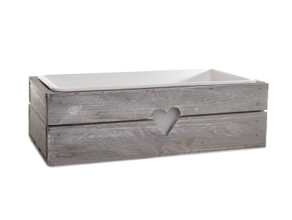 Dřevěný truhlík na květiny šedý - 50 cm