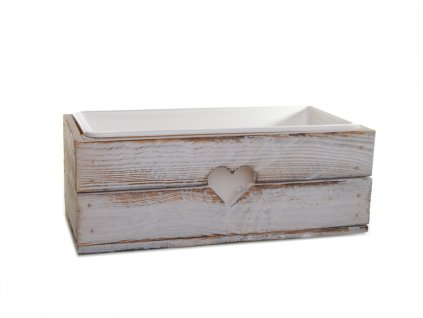 Dřevěný truhlík na květiny bílý - 50 cm