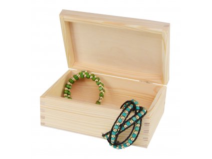 Dřevěná krabička s víkem nejen na šperky - 22 x 16 x 8 cm, přírodní