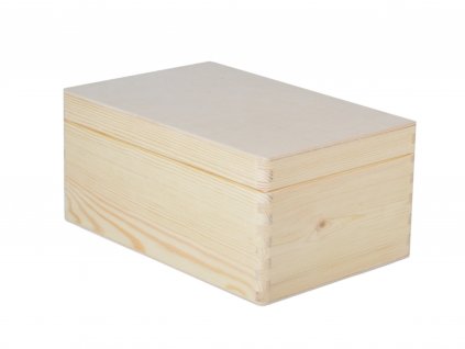 Dřevěná bedýnka s víkem 30 x 20 x 13 cm nejen na hračky - přírodní borovice