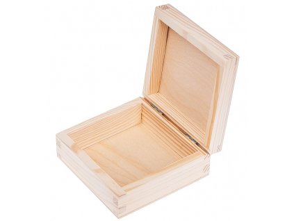 Dřevěná krabička s víkem - 11 x 11 x 5 cm, přírodní