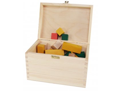 Dřevěná krabička s víkem a zapínáním - 22 x 16 x 13,5 cm, přírodní
