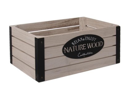 Dřevěná bedýnka RUSTIC s kovovými rohy - 26 x 16 x 11 cm