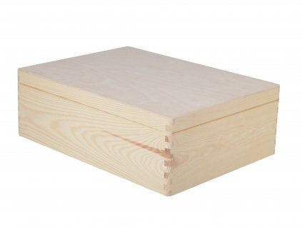 Dřevěná bedýnka s víkem bez úchytů 40 x 30 x 13 cm - přírodní borovice