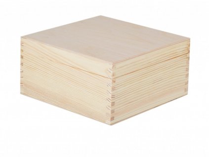 Dřevěná krabička s víkem - 22 x 22 x 9,5 cm