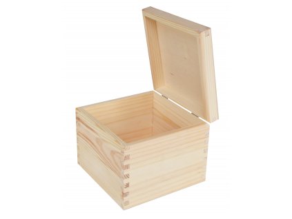 Dřevěná krabička s víkem - 16 x 16 x 10,5 cm, přírodní