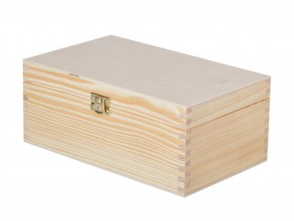 Dřevěná krabička s víkem a zapínáním - 26,5 x 14,5 x 7,5 cm