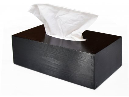 Dřevěná krabička na papírové kapesníky, černá s výsuvným dnem - 2. jakost