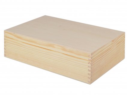 Dřevěná krabička s víkem - 35 x 25 x 10 cm, přírodní - 2. JAKOST!