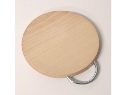 Buková krájecí deska - prkénko kulaté s nerezovým úchytem - 22 cm