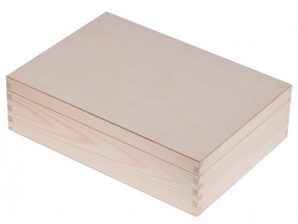 Dřevěná dárková krabička s víkem - 24 x 17,5 x 5,5 cm - přírodní