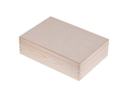 Dřevěná krabička s víkem - 18 x 14 x 5,5 cm - přírodní