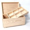 Dřevěná krabička s víkem a organizérem - 30 x 20 x 15 cm, přírodní