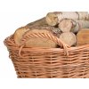 Oválný proutěný koš na dřevo ke krbu s dvěma uchy - délka 70 cm