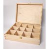 Dřevěná krabička na čaj s dvanácti přihrádkami a zapínáním