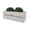 Dřevěný truhlík na květiny bílý s plastovým vkladem - 43 cm II.