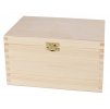 Dřevěná krabička s víkem a zapínáním - 22 x 16 x 13,5 cm, přírodní