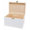 Bílá dřevěná krabička s víkem a zapínáním - 22 x 16 x 13,5 cm