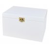 Bílá dřevěná krabička s víkem a zapínáním - 22 x 16 x 13,5 cm