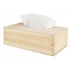 Dřevěná krabička na papírové kapesníky s výsuvným dnem, lakovaná, přírodní dřevo