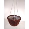 Závěsný květináč z neloupaného proutí s igelitem-kulatý III.