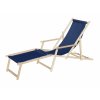 Zahradní lehátko s opěrkami a podnožkou - ocelově modré plátno