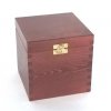 Dřevěná krabička s víkem a zapínáním - 13,5x13,5x10 cm, nátěr ořech