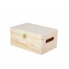 Dřevěná bedýnka s víkem, otvory a zapínáním 30 x 20 x 13 cm nejen na hračky - přírodní borovice