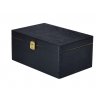 Dřevěná bedýnka s víkem a zapínáním 30 x 20 x 13 cm nejen na hračky - černý pololesklý nátěr