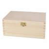 Dřevěná krabička s víkem a zapínáním - 22 x 15 x 10 cm, přírodní - 2. JAKOST!