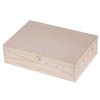Dřevěná dárková krabička s víkem a zapínáním - 15 x 10 x 5 cm, přírodní - 2. JAKOST!