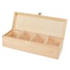 Dřevěná krabička na čaj s čtyřmi přihrádkami a zapínáním - podlouhlá - 2. JAKOST!