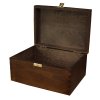 Dřevěná krabička s víkem a zapínáním - 22 x 16 x 13,5 cm, nátěr tmavě hnědý - 2. JAKOST!