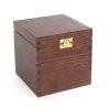 Dřevěná krabička s víkem a zapínáním - 13x13x13,5 cm, nátěr tmavě hnědý - 2. JAKOST!