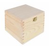 Dřevěná krabička s víkem a zapínáním - 16 x 16 x 13 cm, přírodní - 2. JAKOST!
