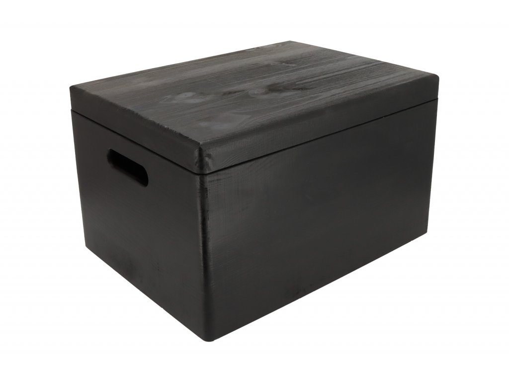 Dřevěný box s víkem 40x30x23 cm - černý