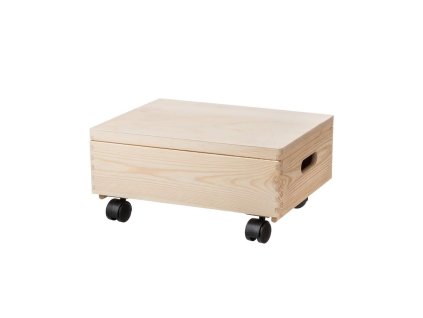 Dřevěný box s víkem 40X30X14 CM na kolečkách