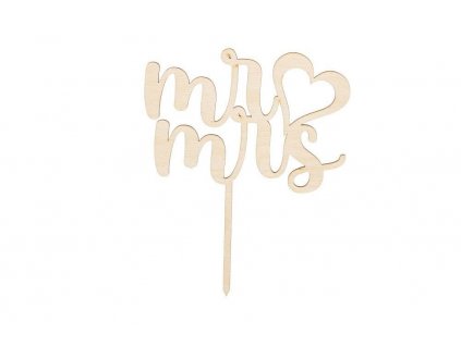 Dřevěná zapichovací ozdoba - Mr ♡ Mrs