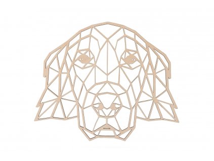 Dřevěný geometrický obraz - Zlatý retrívr 65 cm