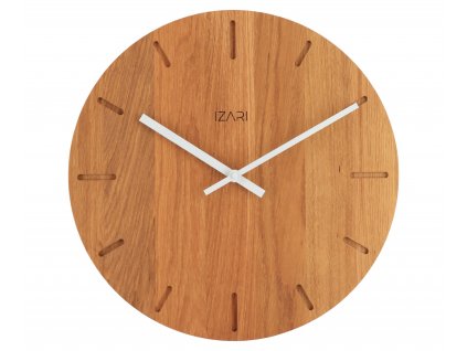 IZARI dubové hodiny z masivu 34 cm - bílé ručičky