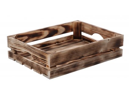 Opálená dřevená bedýnka 40 x 30 x 10 cm