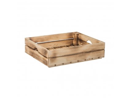 Opálená dřevěná bedýnka 50 x 39 x 12 cm (protiskluzová)
