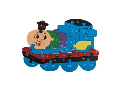 Dřevěné puzzle mašinka Tom
