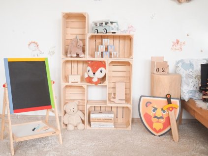 Dřevěné bedýnky knihovna 62x102x20 cm