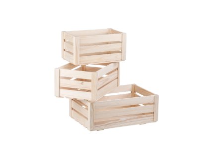 Dřevěné bedýnky borovice - komplet 3 ks
