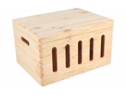 6726 1 dreveny box s vyrezy a vikem 40 x 30 x 23 cm