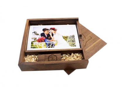 Krabička na fotografie a USB - tmavá