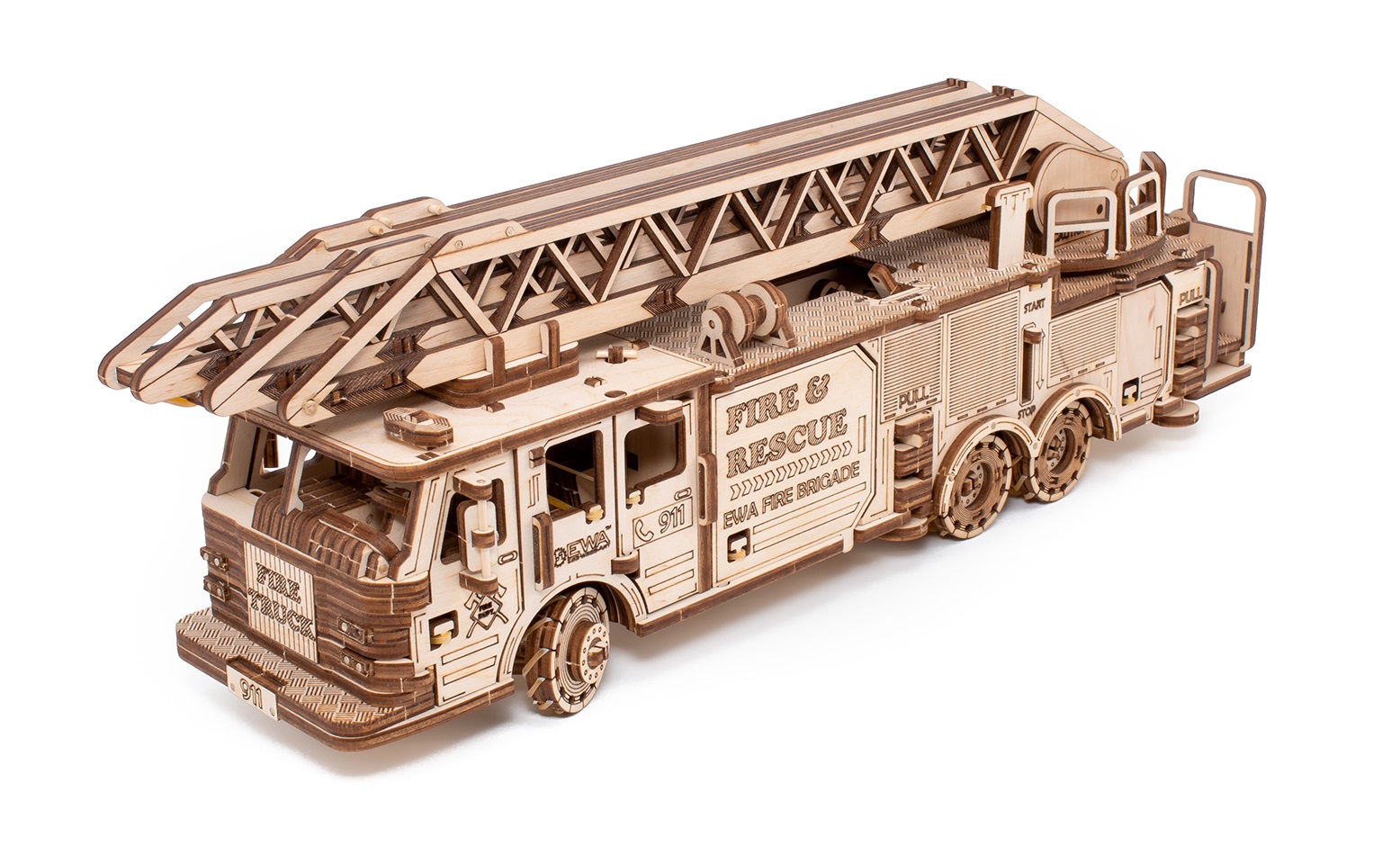 Dřevěné mechanické 3D puzzle - Požární vůz