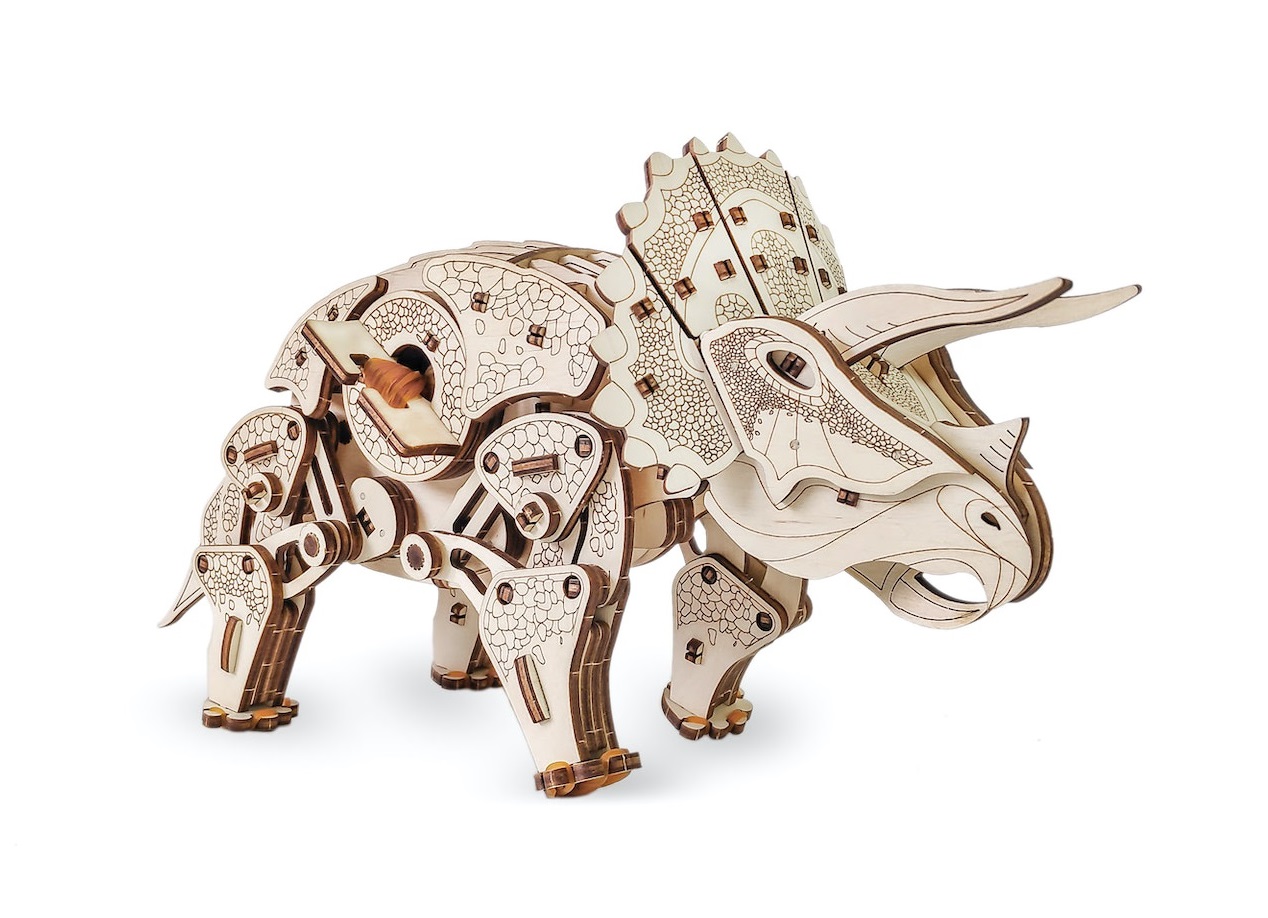 Dřevěné mechanické 3D puzzle - Triceratops